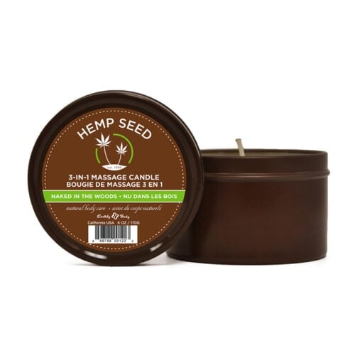 Earthly Body Massage Candle Naked in the Woods 6.8oz - Natural Soy Wax with Hemp and Essential Oils