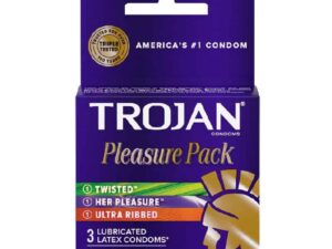 Paradise Marketing Services Trojan Pleasure Pack 3-Pack - Ultra Thin, Her Pleasure & Shared Pleasure Condoms