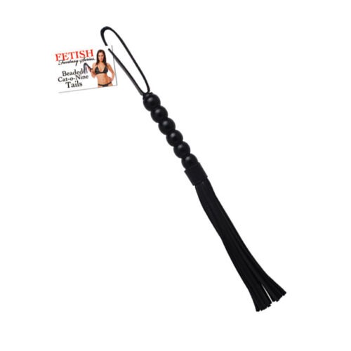 Pipedream Fetish Fantasy Series Beaded Cat-o-Nine Tails Flogger - Black, 18 Inches