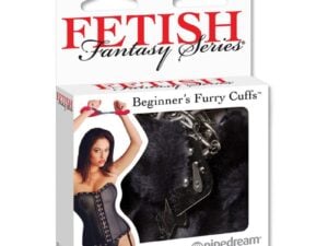 Pipedream Fetish Fantasy Series Beginner's Furry Cuffs Black - Adjustable Faux Fur Restraints with Locking