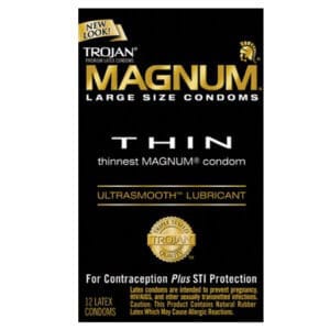 Paradise Marketing Services Trojan Magnum Thin Large Size Condoms with UltraSmooth Lubricant – 12 Pack