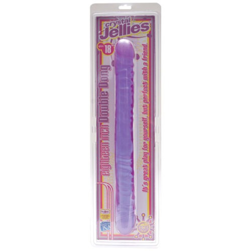 Doc Johnson Crystal Jellies Double Dong 18-inch Purple - Dual-Ended Phallic Design