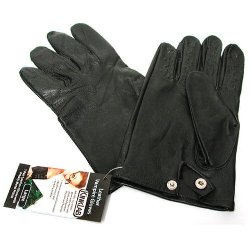Stockroom.com Leather Vampire Gloves (Small) – Sensory Play Leather Gloves with Metal Point Detailing