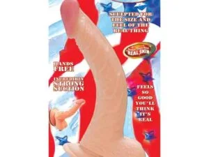 Nasstoys All American Whoppers 8" Curved Dong with Balls - Real Skin, Waterproof, Harness Compatible