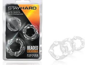 Blush Stay Hard Beaded Cockring 3-Piece Set - Adjustable Sizes for Enhanced Performance