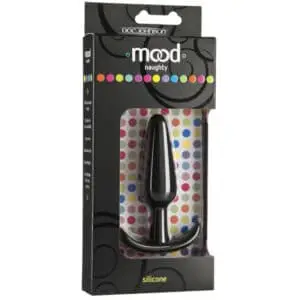 Doc Johnson Mood Naughty Medium Black Silicone Butt Plug - Discreet & Comfortable Anal Toy