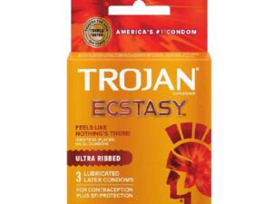 Paradise Marketing Services Trojan Ultra Ribbed Ecstasy Condoms (2 Pack) - Enhanced Pleasure & Secure Fit
