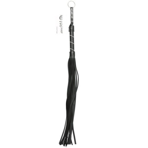 Sportsheets Sex & Mischief Jeweled Flogger Black - 30 Inch Playful BDSM Accessory