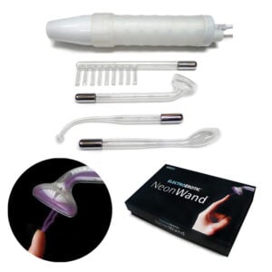 KinkLab Neon Wand Electrosex Kit (White Handle, Purple Electrodes) by Stockroom.com