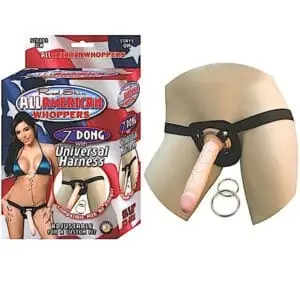 Nasstoys All American Whoppers 7-Inch Dong with Universal Harness – Flesh
