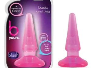 Blush B Yours Basic Anal Plug Pink – 4 Inch Tapered Silicone Anal Toy with Optional Vibrations