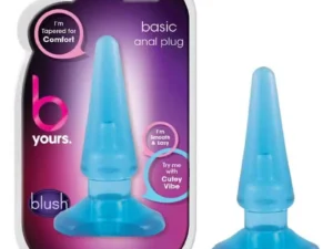 Blush B Yours Basic Anal Plug Blue - 4 Inch Length with Tapered Tip