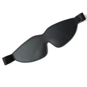 Stockroom.com KinkLab Padded Blindfold (Black) – Comfortable Synthetic Leather Mask with Elastic Strap