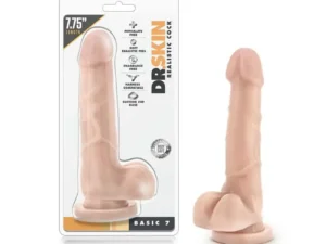 Blush Dr. Skin Basic 7-Inch Realistic Dildo with Suction Cup, 7.75 Inches, Beige