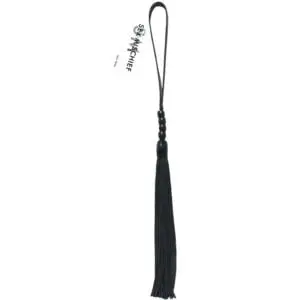 Sportsheets Sex & Mischief Noir 16-Inch Beaded Flogger - Beginner Friendly Faux Leather Teasing Tool