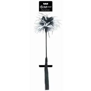 Sportsheets Sex & Mischief Whip & Tickle Black/White - Dual-Action Erotic Toy for Playful Intimacy