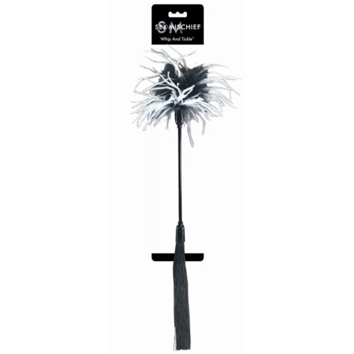 Sportsheets Sex & Mischief Whip & Tickle Black/White - Dual-Action Erotic Toy for Playful Intimacy
