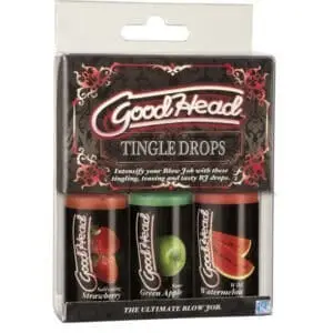 Doc Johnson GoodHead Tingle Drops 3 Pack – Oral Sex Enhancer with Strawberry, Green Apple, and Watermelon