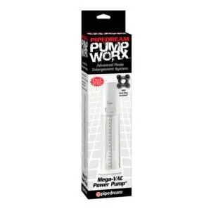 Pipedream Pump Worx MEGA-VAC Power Pump Clear/White for Enhanced Erection Size