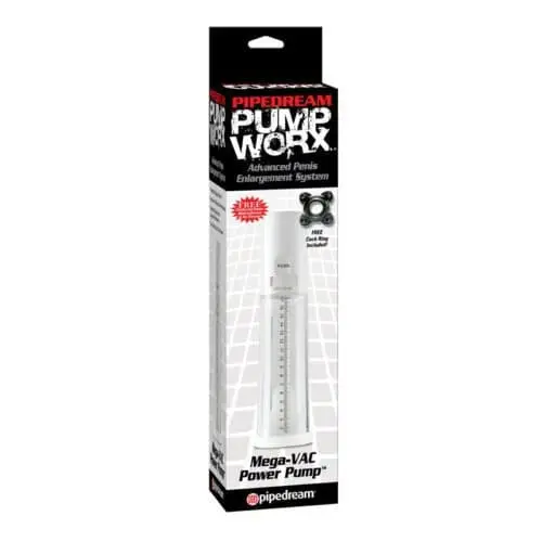 Pipedream Pump Worx MEGA-VAC Power Pump Clear/White for Enhanced Erection Size