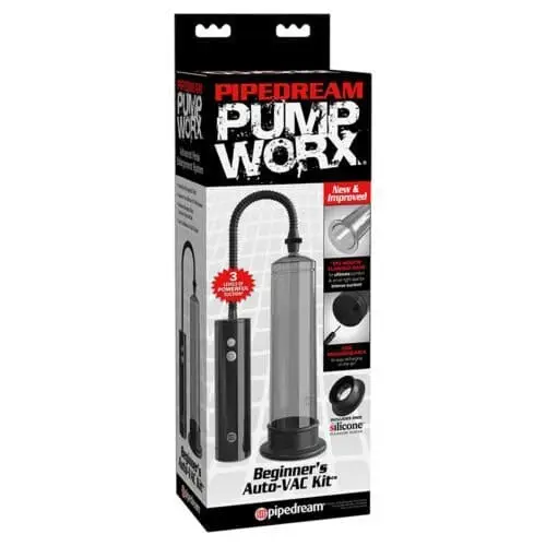 Pipedream Pump Worx Rechargeable Beginner's Auto-VAC Kit Black – Powerful Motorized Vacuum Pump with Elite Silicone™ Sleeve