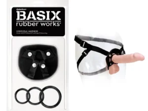 Pipedream Basix Rubber Works Universal Harness O/S Black - Adjustable Strap-On Compatibility with Silicone