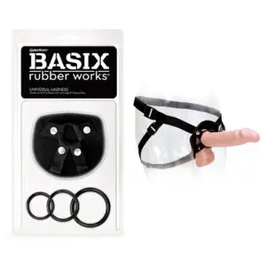 Pipedream Basix Rubber Works Universal Harness O/S Black - Adjustable Strap-On Compatibility with Silicone