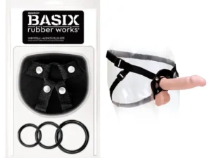 Pipedream Basix Rubber Works Universal Harness Plus Size Black – Strap-On Compatible Adjustable Harness with