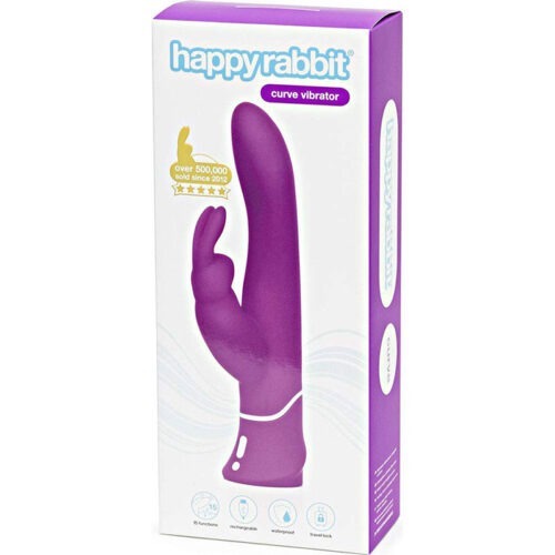 LoveHoney Happy Rabbit Curve Rechargeable Silicone Rabbit Vibrator - Purple (Part #HR-71503)