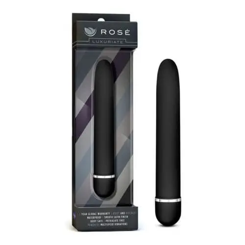 Blush Rose Luxuriate Classic Slimline Vibrator Black - 7 Inch Waterproof Personal Massager