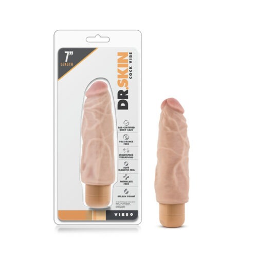 Blush Dr. Skin Cock Vibe #9 - 7.5 Inch Realistic Vibrating Dildo in Beige