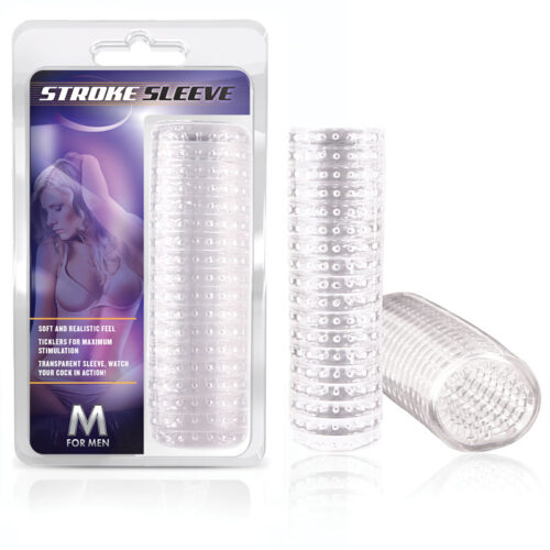 Blush M for Men Stroke Sleeve Reversible Stroker - Clear, 5.5 Inch Length