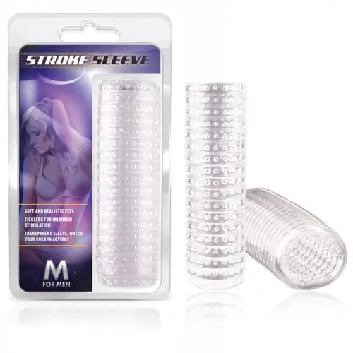 Blush M for Men Stroke Sleeve Reversible Stroker - Clear, 5.5 Inch Length