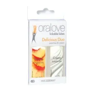 Doc Johnson Oralove Delicious Duo Peaches and Cream Lubricants - 2 x 1 oz. Bottles