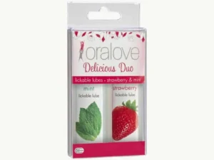 Doc Johnson Oralove Delicious Duo Strawberry and Mint Flavored Lubricants - 2 x 1 oz Bottles