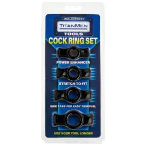 Doc Johnson TitanMen Cock Ring Set - Flexible Silicone Rings for Enhanced Pleasure