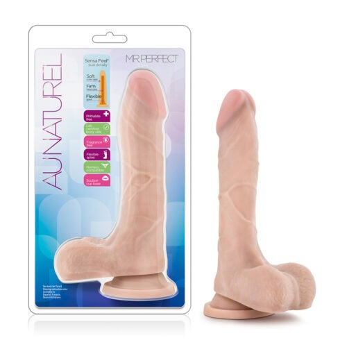 Blush Au Naturel Mister Perfect 8.5-inch Dual Density Posable Dildo with Balls - Realistic Feel and Flexible Design