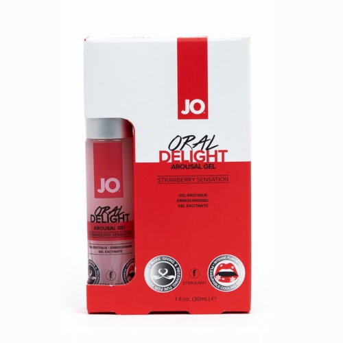 System Jo JO Oral Delight Arousal Gel Strawberry Sensation, 1 oz. – Flavored Intimate Lubricant for Oral Play