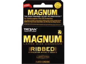 Paradise Marketing Services Trojan Magnum Ribbed Condoms, 3 Pack