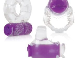 Evolved Ring True 3-Piece Vibrating Ring Set - Clear and Purple
