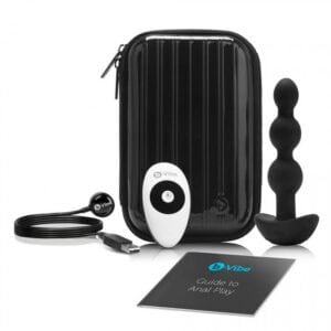 COTR Inc. b-Vibe Triplet Rechargeable Remote-Controlled Vibrating Anal Beads Plug - Black (Part Number BV-005
