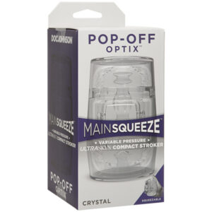 Doc Johnson Main Squeeze POP-OFF OPTIX Crystal - Mini Squeeze Plate Stroker with Hard Outer Case