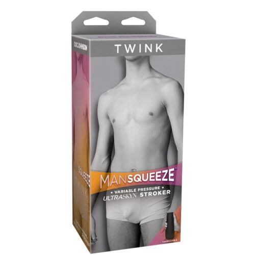 Doc Johnson Man Squeeze Twink Ass Vanilla - Lifelike Male Masturbator with Adjustable Suction and Discreet Storage Case