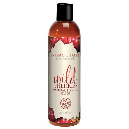 Intimate Earth Wild Cherries Pleasure Glide 2 oz – Flavored Water-Based Lubricant with Aloe and Goji for Sensitive Areas