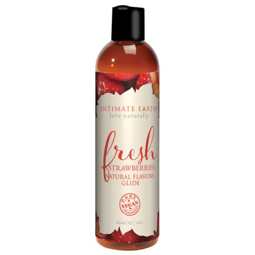Intimate Earth Fresh Strawberries Pleasure Glide 2 oz – Natural Flavored Lubricant with Aloe and Goji