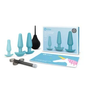 COTR Inc. b-Vibe 7-Piece Anal Training & Education Set Teal with Silicone Butt Plugs and Accessories