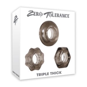 Evolved Zero Tolerance Triple Thick 3-Piece Cockring Set Smoke – Enhances Erection and Duration with Unique