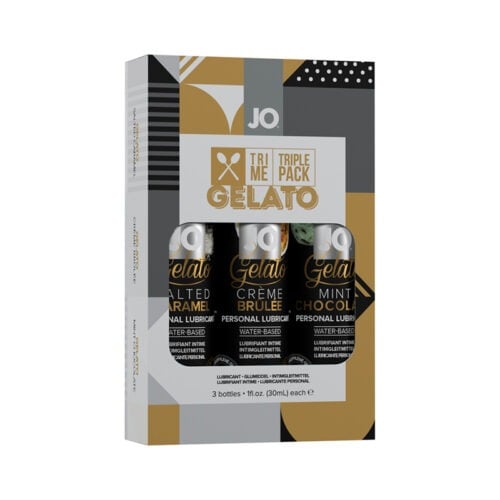 System Jo Tri Me Triple Pack Gelato Flavored Water-Based Lubricant – Salted Caramel, Creme Brûlée & Mint Chocolate