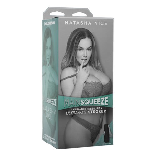 Doc Johnson Main Squeeze Natasha Nice Pussy Vanilla - Lifelike Textured Male Masturbator with Discreet Hard-Case Design