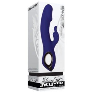 Evolved Bunny Buddy Rechargeable Silicone Rabbit Vibrator Blue – Dual Motor Clitoral and Internal Stimulator